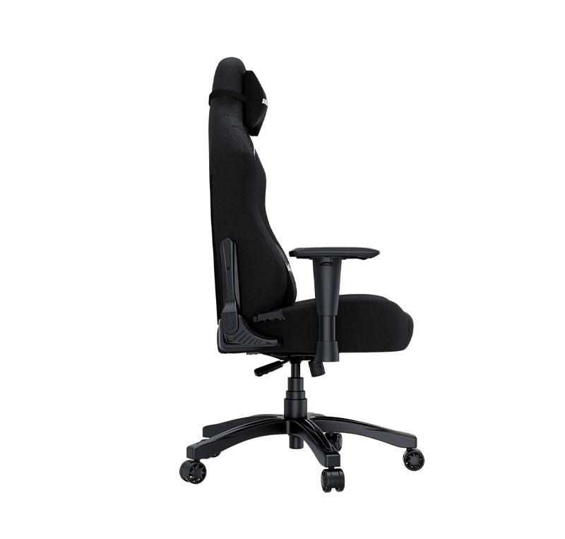 AndaSeat Luna series Premium Gaming Chair Fabric Black L size, Fabric, Armrest: 2D, common seat tray, 100% steel framework M Size lumbar pillow, small headrest pillow, 60mm casters, black nylon base - AD18-44-B-F.ME